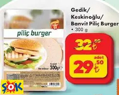 GEDİK/ KESKİNOĞLU/ BANVİT PİLİÇ BURGER 300 G